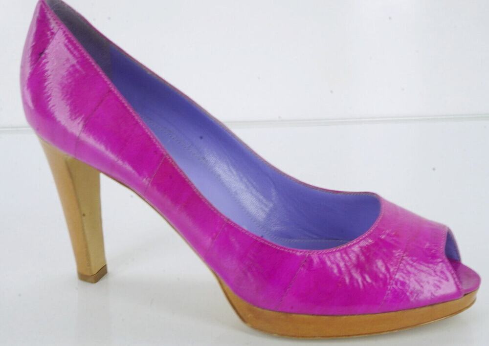 Sergio Rossi Pink Eel Skin Peep Toe Pump Size 40 10 NEW